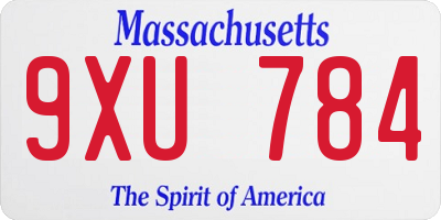 MA license plate 9XU784