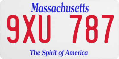 MA license plate 9XU787