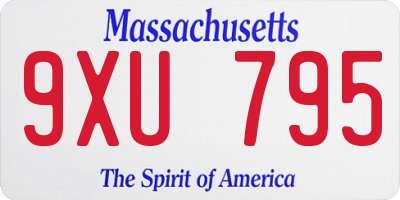 MA license plate 9XU795