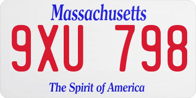 MA license plate 9XU798