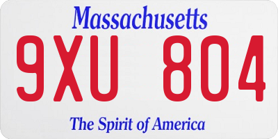 MA license plate 9XU804
