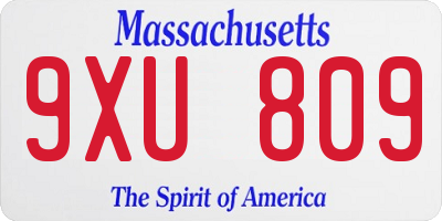 MA license plate 9XU809