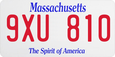 MA license plate 9XU810