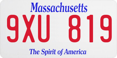 MA license plate 9XU819