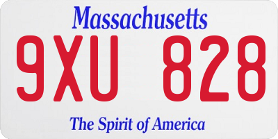 MA license plate 9XU828