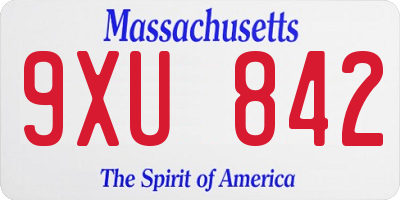 MA license plate 9XU842