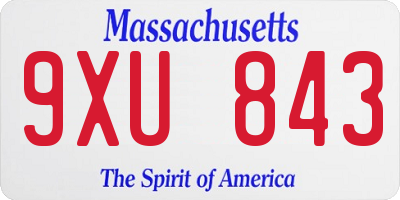 MA license plate 9XU843