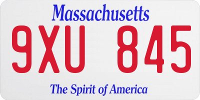 MA license plate 9XU845