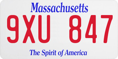 MA license plate 9XU847