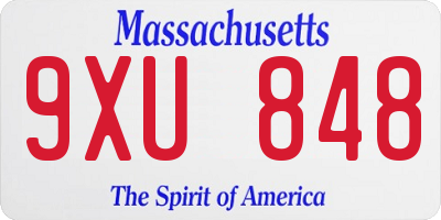 MA license plate 9XU848