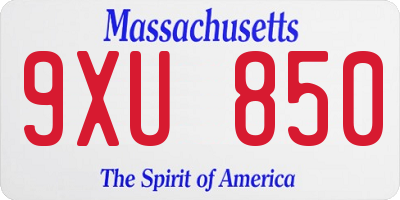 MA license plate 9XU850