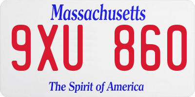MA license plate 9XU860