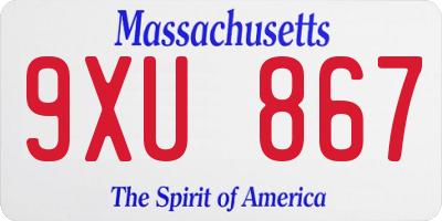 MA license plate 9XU867