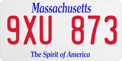 MA license plate 9XU873
