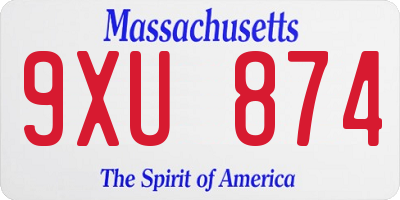 MA license plate 9XU874