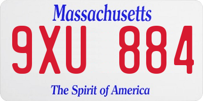 MA license plate 9XU884