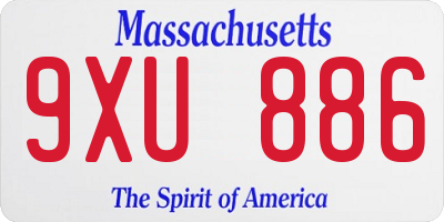 MA license plate 9XU886