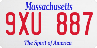 MA license plate 9XU887