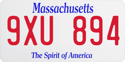 MA license plate 9XU894