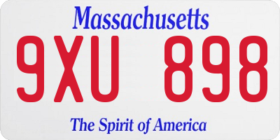 MA license plate 9XU898