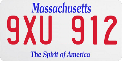 MA license plate 9XU912