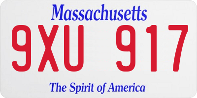 MA license plate 9XU917