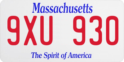 MA license plate 9XU930