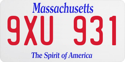 MA license plate 9XU931
