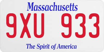 MA license plate 9XU933
