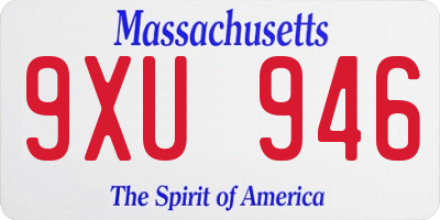 MA license plate 9XU946