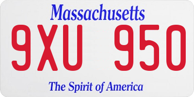 MA license plate 9XU950