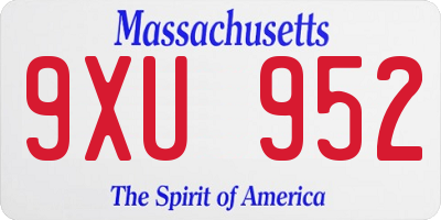 MA license plate 9XU952