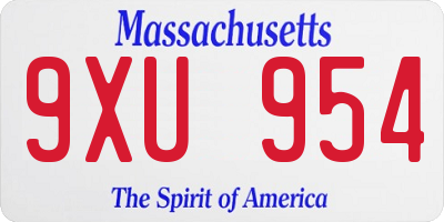 MA license plate 9XU954