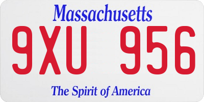 MA license plate 9XU956