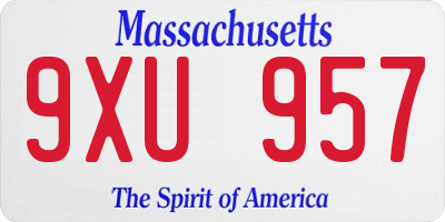 MA license plate 9XU957