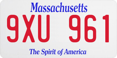MA license plate 9XU961