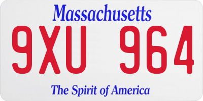 MA license plate 9XU964