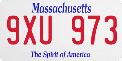 MA license plate 9XU973