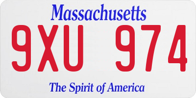 MA license plate 9XU974