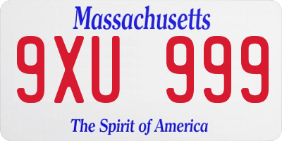 MA license plate 9XU999