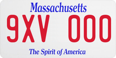 MA license plate 9XV000