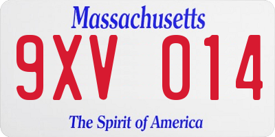 MA license plate 9XV014