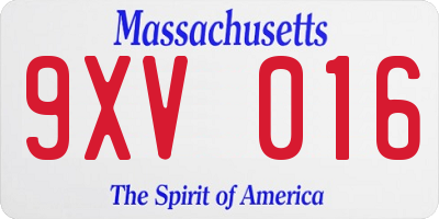 MA license plate 9XV016