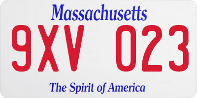 MA license plate 9XV023