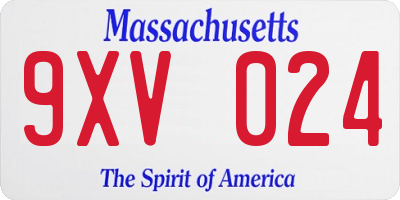 MA license plate 9XV024