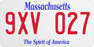 MA license plate 9XV027
