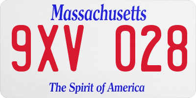 MA license plate 9XV028