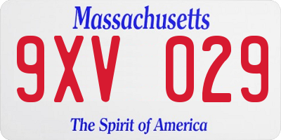 MA license plate 9XV029