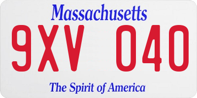 MA license plate 9XV040