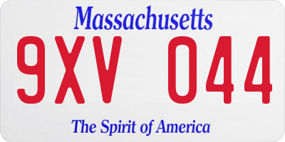 MA license plate 9XV044